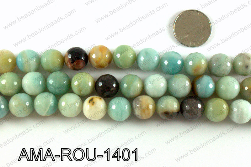 Round faceted Amazonite beads 14mm AMA-ROU-1401