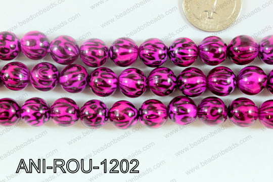 Animal Print Beads Round Pink 12mm ANI-ROU-1202