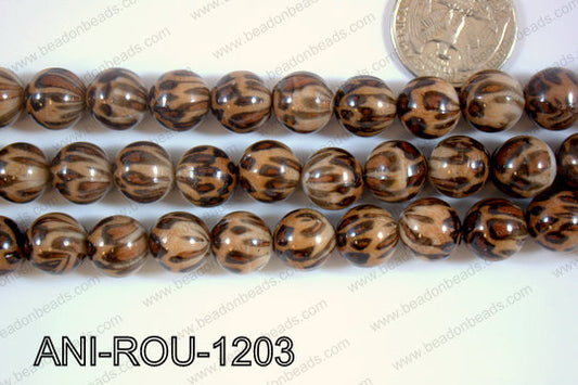Animal Print Beads Round Brown 12mm ANI-ROU-1203