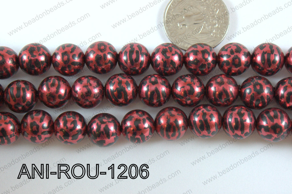 Animal Print Round 12mm metallic red ANI-ROU-1206