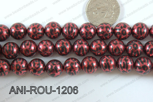 Animal Print Round 12mm metallic red ANI-ROU-1206