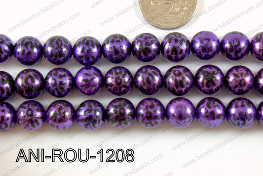 Animal Print Round 12mm metallic purple ANI-ROU-1208