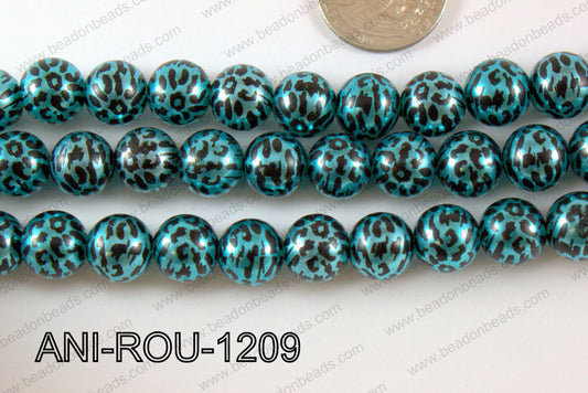 Animal Print Round 12mm metallic blue ANI-ROU-1209