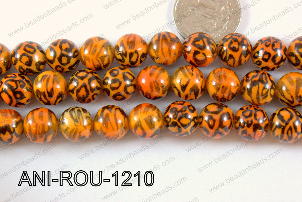 Animal Print Round 12mm orange ANI-ROU-1210