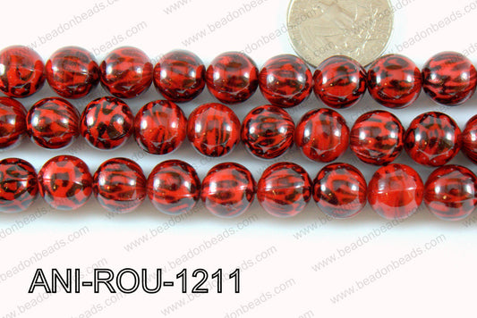 Animal Print Round 12mm red ANI-ROU-1211