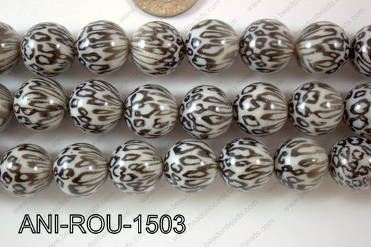 Animal Print Round Black and white 15mm ANI-ROU-1503