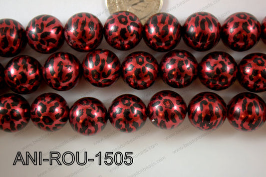 Animal Print Round Red 15mm ANI-ROU-1505