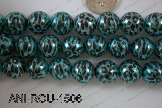 Animal Print Round Blue 15mm ANI-ROU-1506