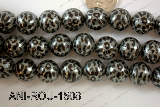 Animal Print Round Silver 15mm ANI-ROU-1508