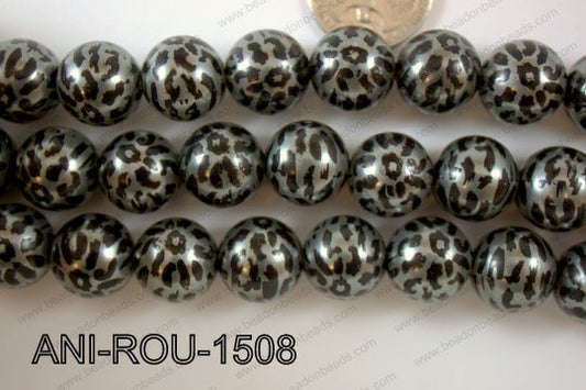 Animal Print Round Silver 15mm ANI-ROU-1508