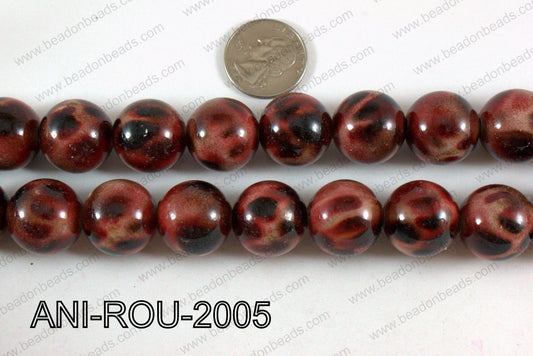Animal Print Beads Round Red 20mm ANI-ROU-2005