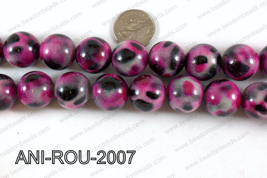 Animal Print Beads Round Pink 20mm ANI-ROU-2007