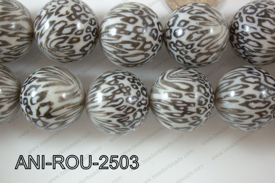 Animal Print Round Black and white 25mm ANI-ROU-2503
