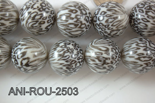 Animal Print Round Black and white 25mm ANI-ROU-2503