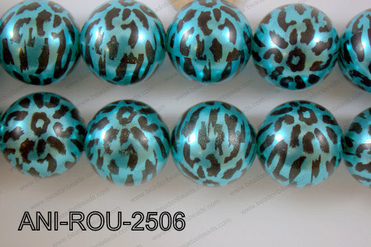 Animal Print Round Blue 25mm ANI-ROU-2506