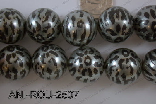 Animal Print Round Silver 25mm ANI-ROU-2507