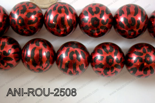 Animal Print Round Red 25mm ANI-ROU-2508