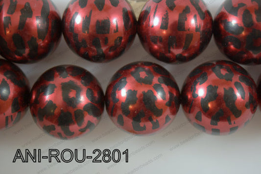 Animal Print Round Red 28mm ANI-ROU-2801