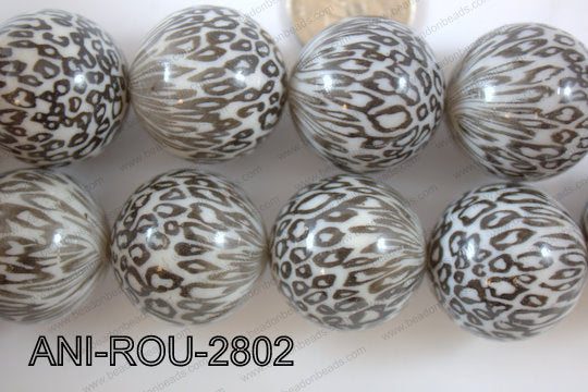 Animal Print Round Black and white 28mm ANI-ROU-2802
