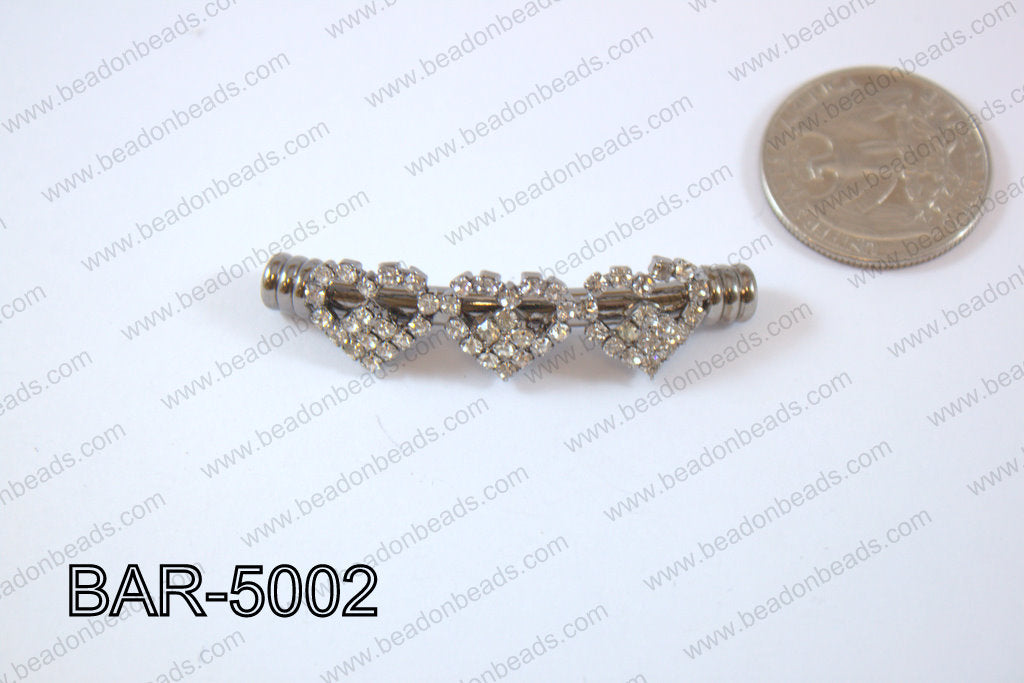 Bar hearts 12x50mm Gun metal BAR-5002