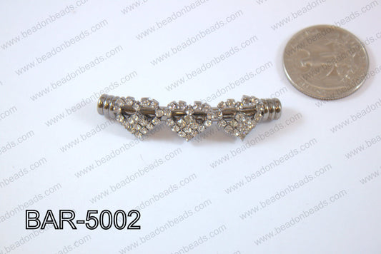 Bar hearts 12x50mm Gun metal BAR-5002