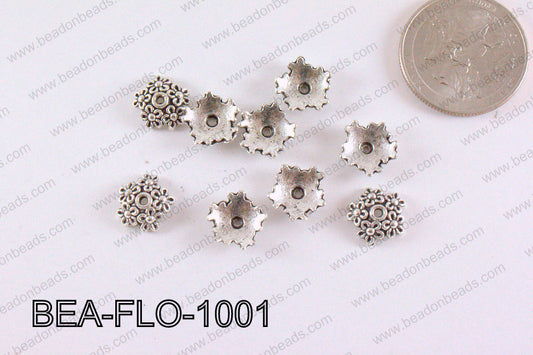 Flower Beadcap Silver 10mm BEA-FLO-1001