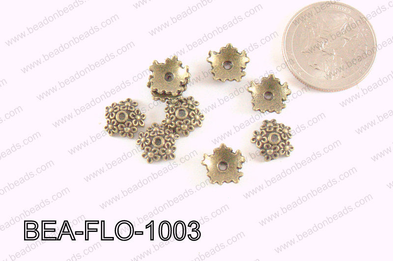 Flower Beadcap Bronze 10mm BEA-FLO-1003