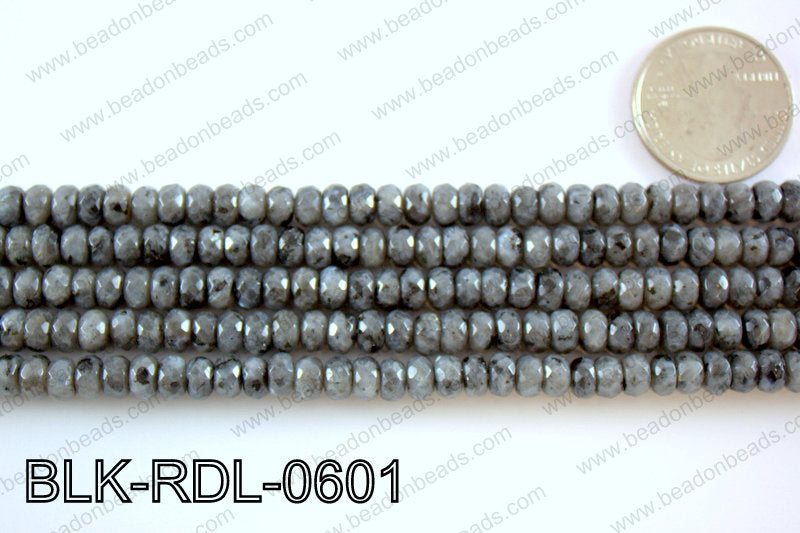 Black Labradorite faceted rondelle 6mmBLK-RDL-0601