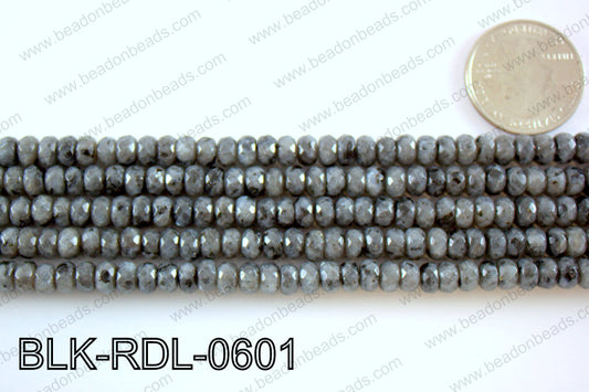 Black Labradorite faceted rondelle 6mmBLK-RDL-0601
