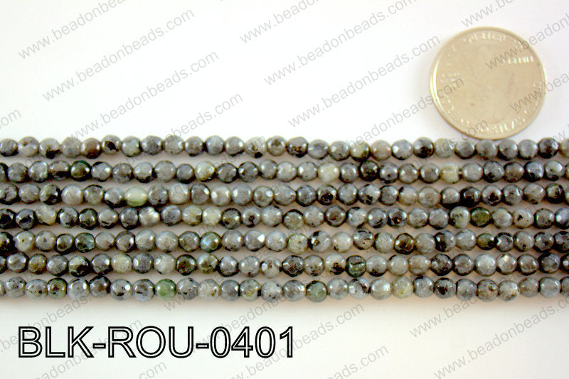 Black Labradorite faceted round 4mmBLK-ROU-0401