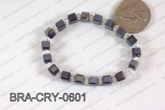 Crystal Cube Bracelet Hematite 6mm BRA-CRY-0601