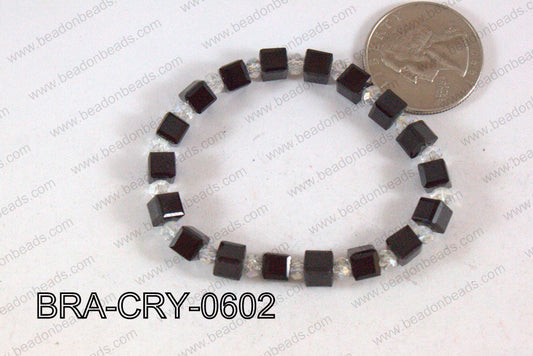 Crystal Cube Bracelet Black 6mm BRA-CRY-0602