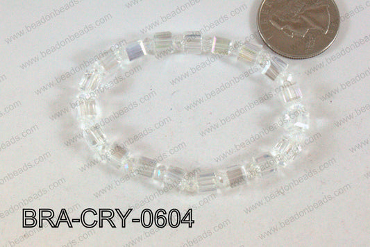Crystal Cube Bracelet Clear AB 6mm BRA-CRY-0604