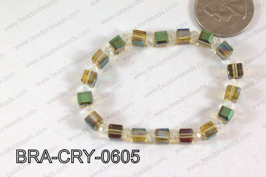 Crystal Cube Bracelet Green/Wine 6mm BRA-CRY-0605