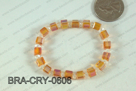 Crystal Cube Bracelet Orange 6mm BRA-CRY-0606