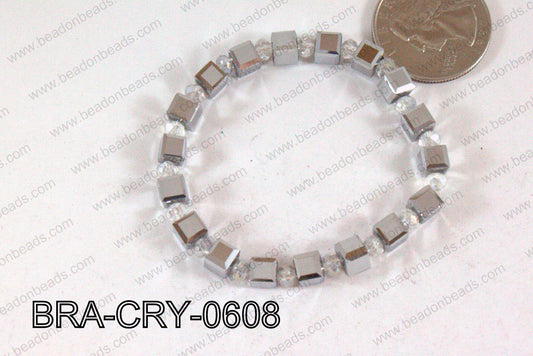 Crystal Cube Bracelet Silver 6mm BRA-CRY-0608