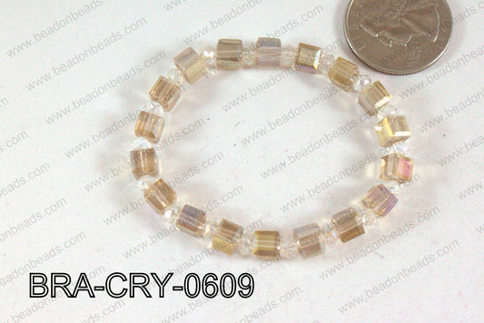 Crystal Cube Bracelet Chamagne AB 6mm BRA-CRY-0609