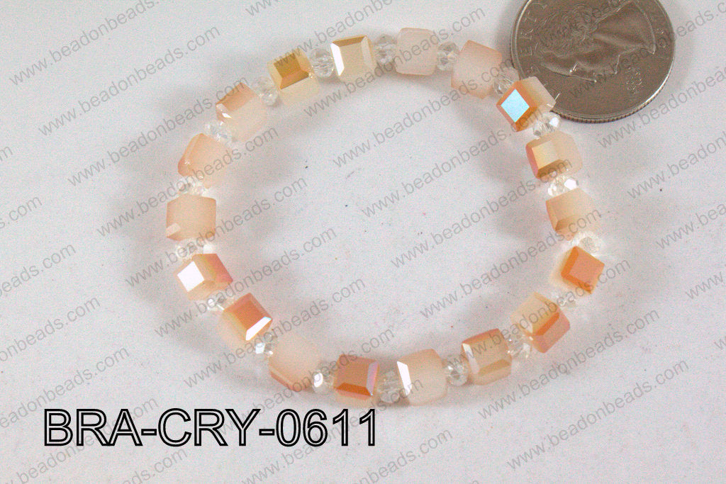 Crystal Cube Bracelet Opal/Orange 6mm BRA-CRY-0611