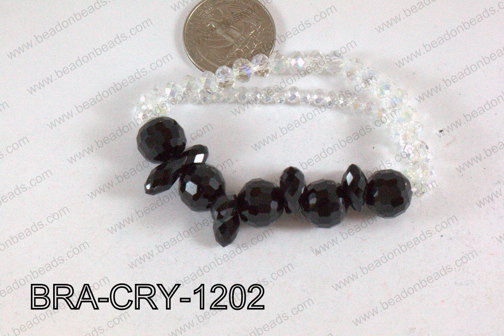 Crystal Bracelet Black 12mm BRA-CRY-1202