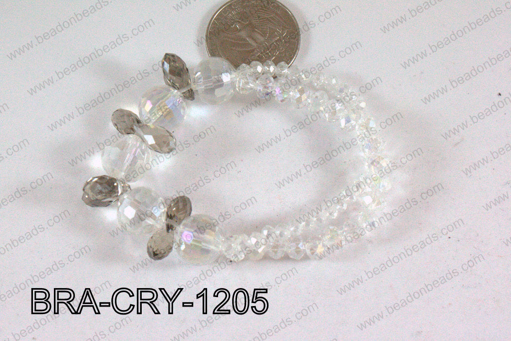 Crystal Bracelet Clear AB/Smoky 12mm BRA-CRY-1205