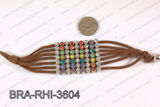 Rhinestone Bracelet Multicolor with Brown Cold 36mm BRA-RHI-3604