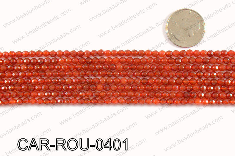 CARNELIAN FACETED ROUND 4mm CAR-ROU-0401