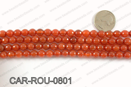 CARNELIAN FACETED ROUND 8mm CAR-ROU-0801