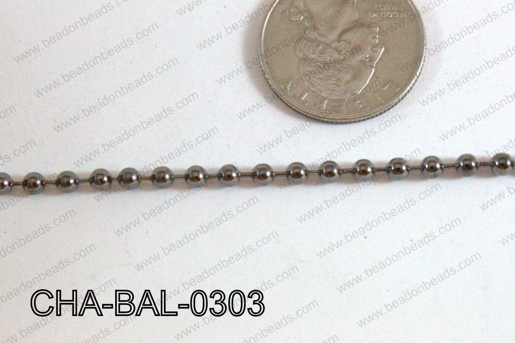 Ball Chain Gun Metal 3mm CHA-BAL-0303