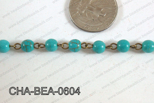 Bronze Chain with Howlite 6mm CHA-BEA-0604