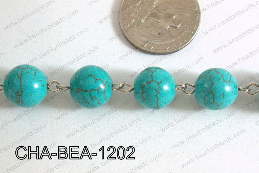 Silver Chain with Howlite 12mm CHA-BEA-1202