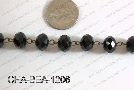 Chain with Black Crystal 12mm CHA-BEA-1206