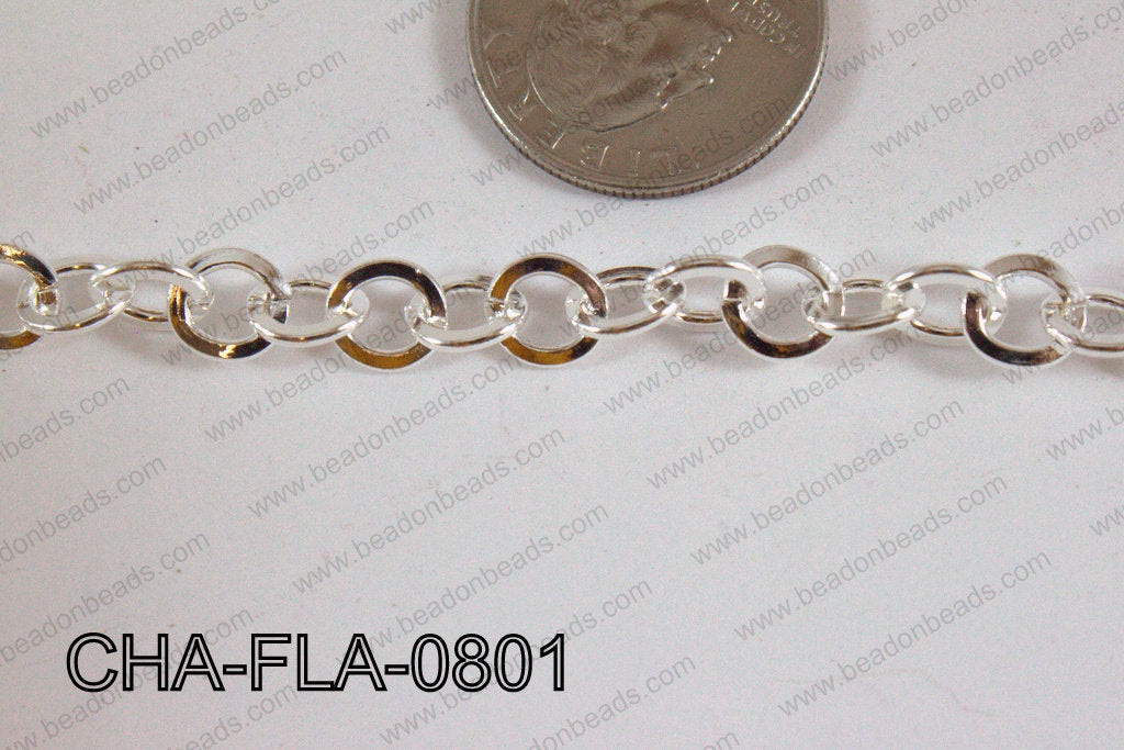 Flat Round Chain Light Silver 8mm CHA-FLA-0801