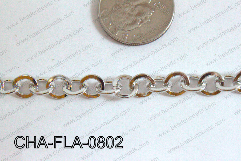 Flat Round Chain Dark Silver 8mm CHA-FLA-0802