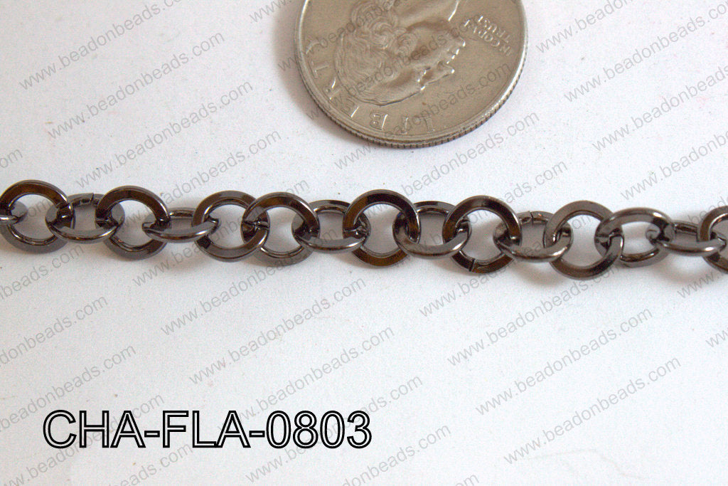 Flat Round Chain Gun Metal 8mm CHA-FLA-0803
